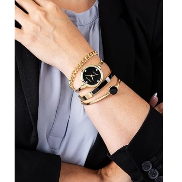 Women\'s Bangle Watch and Bracelet Set Black /Gold main image 7